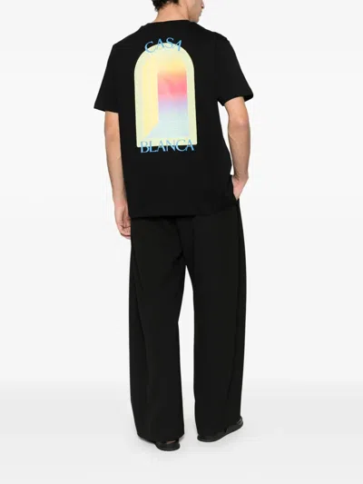 Casablanca Arche Graphic Print Crew Neck T Shirt In Black