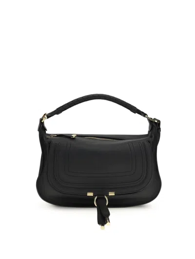 Chloé Small Marcie Leather Shoulder Bag In Black