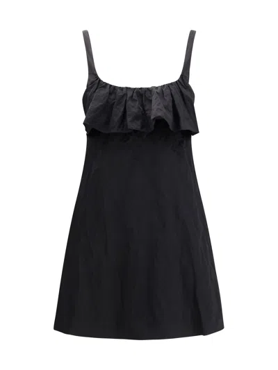 Chloé Mini Dress Without Sleeves In Washed Technical Satin In Black