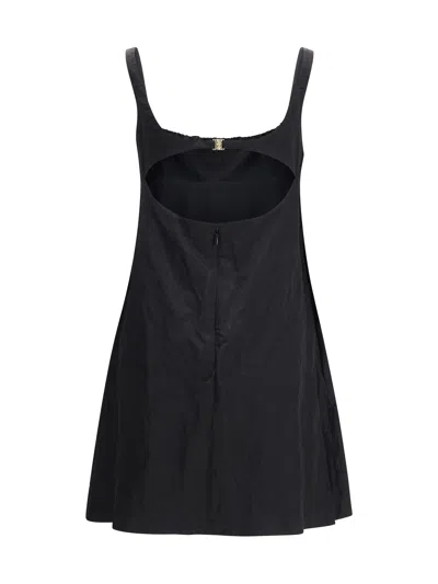 Chloé Mini Dress Without Sleeves In Washed Technical Satin In Black