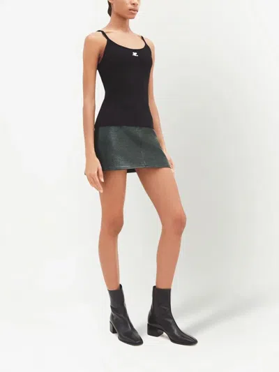 Courrèges Reedition Ribbed Knitted Tank Top Clothing In Black