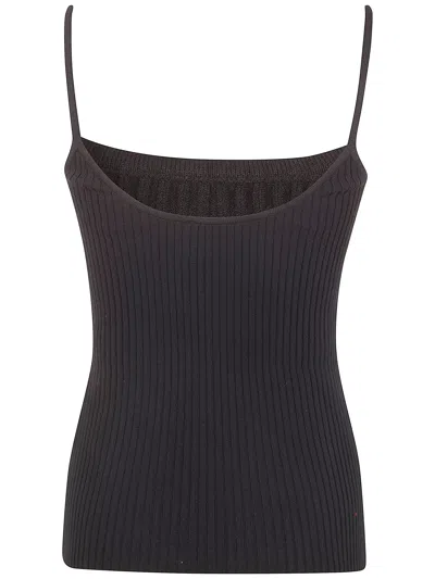 Courrèges Reedition Ribbed Knitted Tank Top Clothing In Black