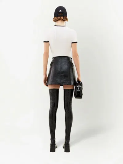 Courrèges Courreges Women Cotton T-shirt With Contrasting Profiles In White