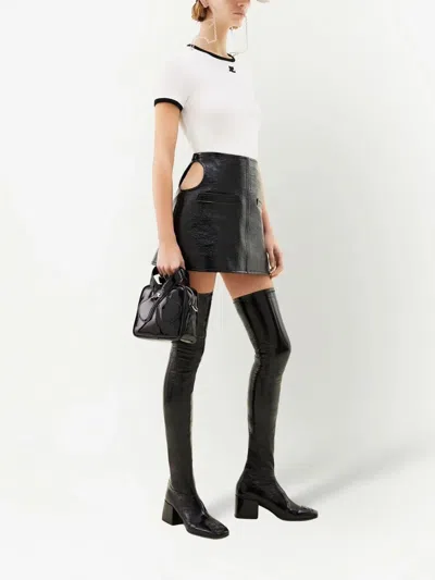 Courrèges Courreges Women Cotton T-shirt With Contrasting Profiles In White