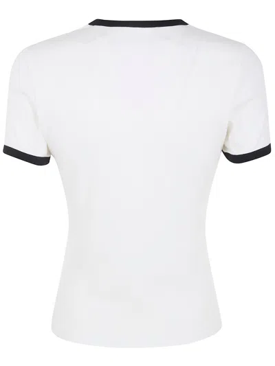 Courrèges Courreges Women Cotton T-shirt With Contrasting Profiles In White