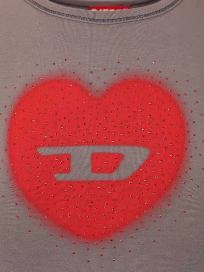 Diesel Women Heart Cotton T-shirt In Brown