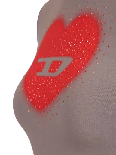 Diesel Women Heart Cotton T-shirt In Brown