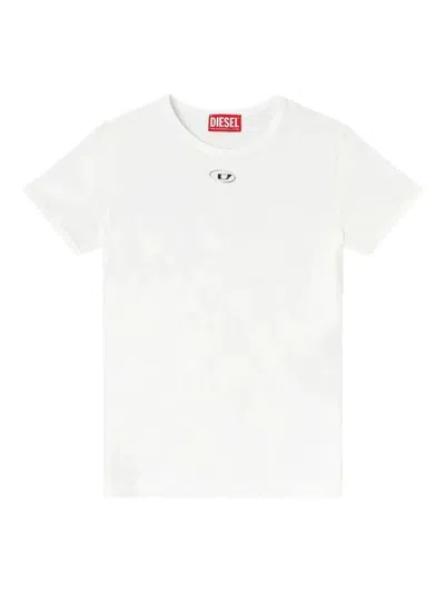 Diesel T-uncutieslong-od Metallic Oval D T-shirt In White