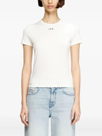 Diesel T-uncutieslong-od Metallic Oval D T-shirt In White