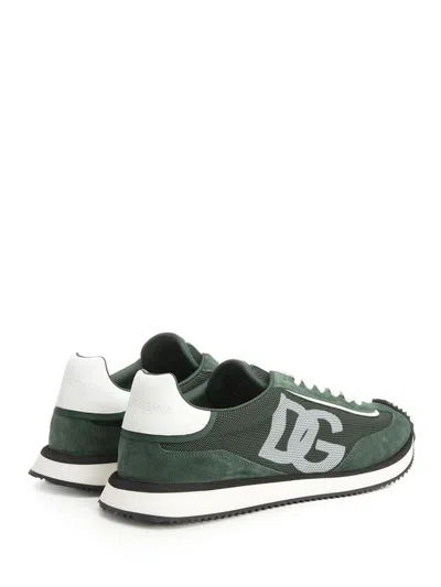 Dolce & Gabbana Green Panelled Leather Sneakers In Multi