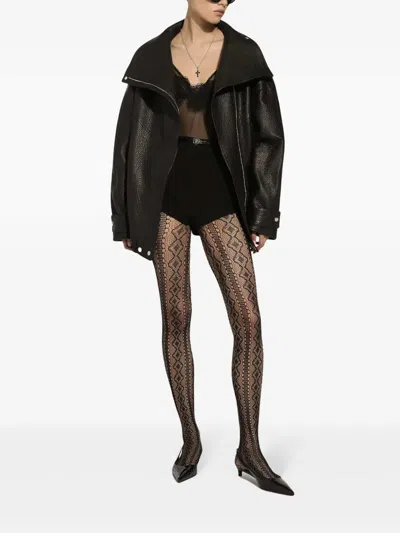 Dolce & Gabbana Lace Trim Stretch Tank Top Open Back In Black