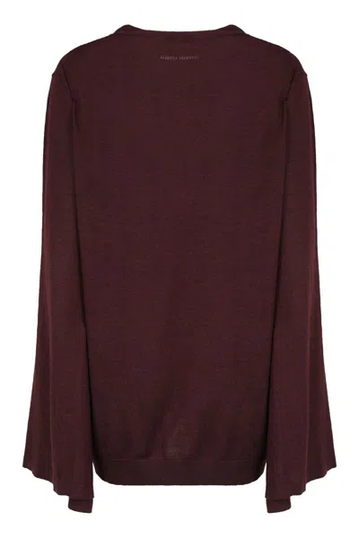Alberta Ferretti Long Sleeve Knit Shirt Regular Fit In Burgundy