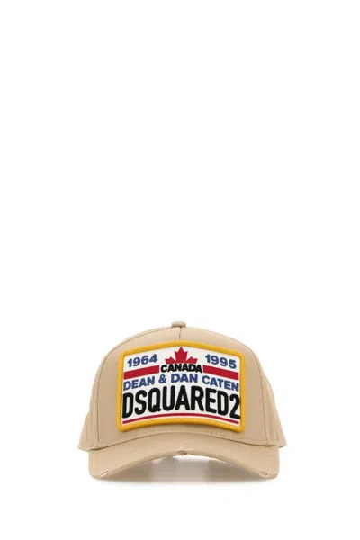 Dsquared2 Beige Structured Cap With Logo Patch In Neutral