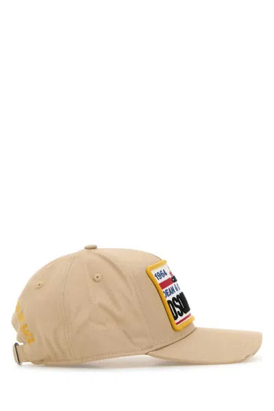 Dsquared2 Beige Structured Cap With Logo Patch In Neutral