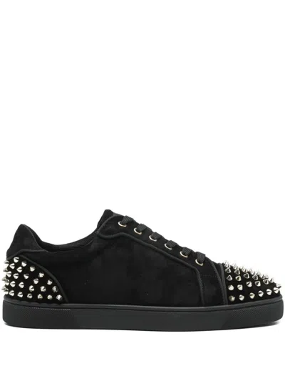 Christian Louboutin Seavaste 2 Leather Sneakers Eyelet Studs In Black