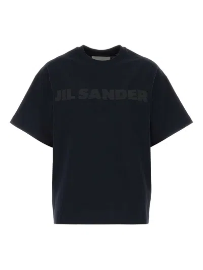 Jil Sander Midnight Blue Cotton T-shirt In Black