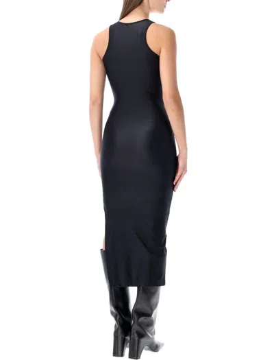 Coperni Sleeveless Midi Dress Round Neck Slit In Black