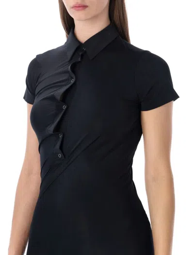 Ottolinger Twisted Polo Midi Dress In Black