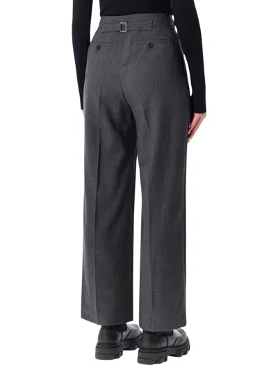 Low Classic Belted Point Pleated Trousers In Gray