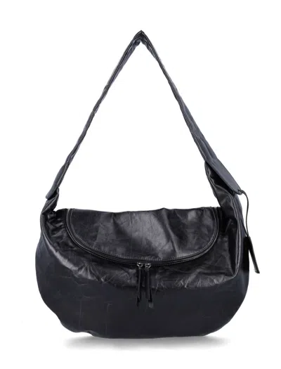 Low Classic Leather Hobo Bag With Zip In Black