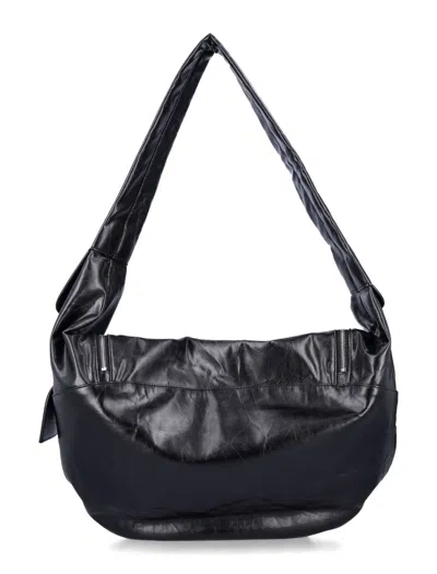 Low Classic Leather Hobo Bag With Zip In Black