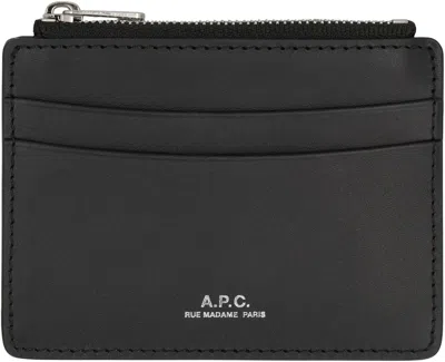 Apc A.p.c. Leather Card Holder In Black