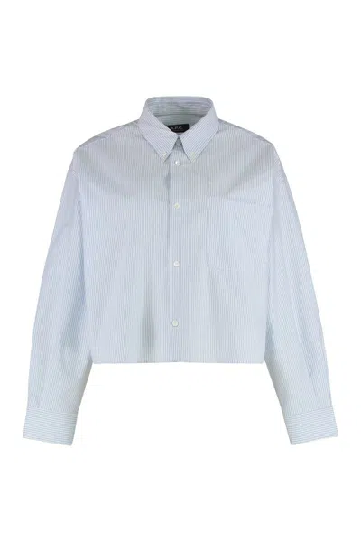 Apc A.p.c. Boyfriend Shirt In Cotton Stripes In Blue