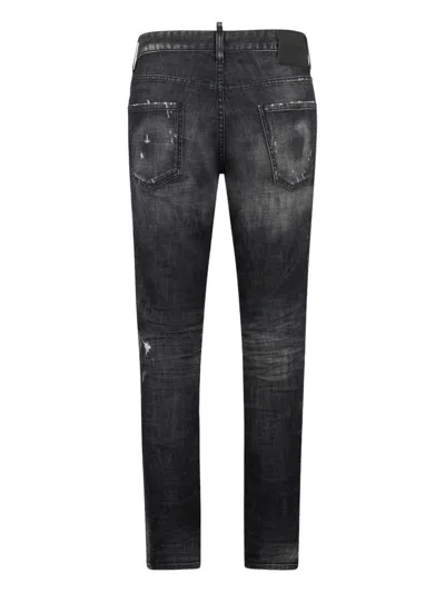 Dsquared2 Stretch Denim Sexy Twist Jeans With Paint Effect Details 17c In Black