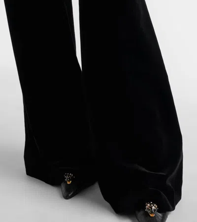 Valentino Cotton Velvet Wide-leg Pants In Animal Print