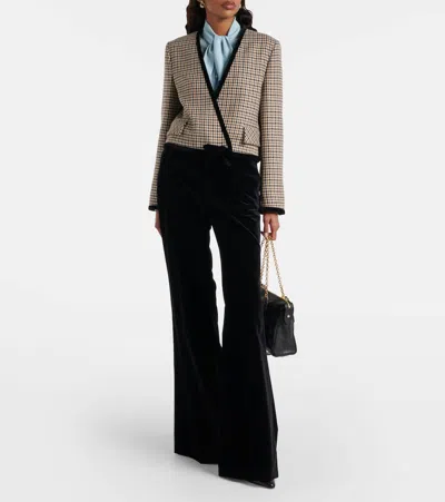 Valentino Cotton Velvet Wide-leg Pants In Animal Print
