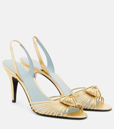 Valentino Garavani Valentino Royal Heart 65 Leather Slingback Sandal In Gold
