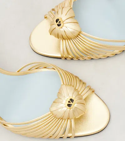 Valentino Garavani Valentino Royal Heart 65 Leather Slingback Sandal In Gold
