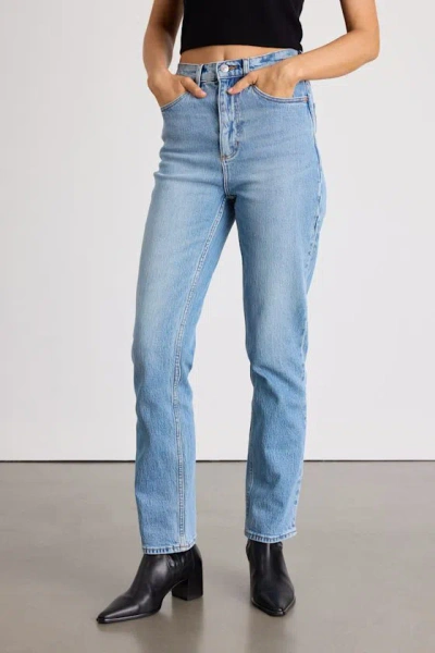 Rolla's Loulou Light Wash High-rise Straight Leg Jeans In Blue