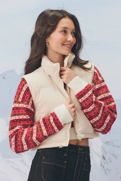 Lulus Townes Pink Striped Heart And Bow Cropped Sweater Top In Multi