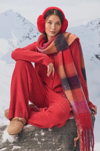 Lulus Carvalho Red Ribbed Knit Sweater Pants In Red