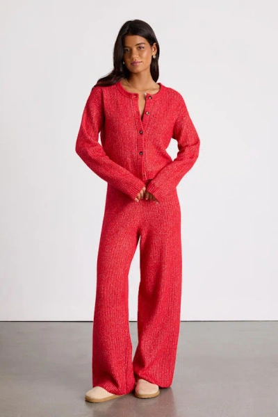 Lulus Carvalho Red Ribbed Knit Sweater Pants In Red