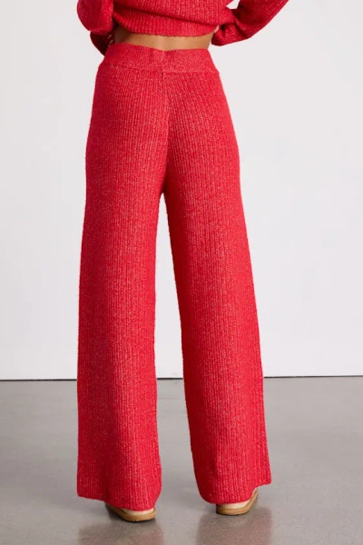 Lulus Carvalho Red Ribbed Knit Sweater Pants In Red