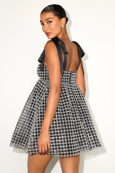 Lulus Neandra Black Pearl Tie-strap Babydoll Mini Dress In Black