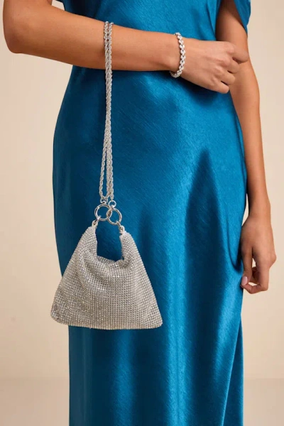 Billini Piper Silver Rhinestone Handle Bag In Silver