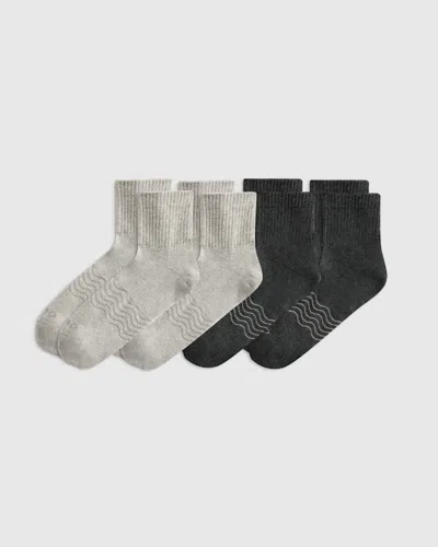Quince Everyday Cotton Solid Quarter Socks 4-pack In Gray