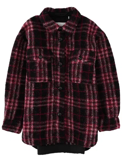 Isabel Marant Étoile Harvely Check Overshirt Jacket Plaid Design In Burgundy