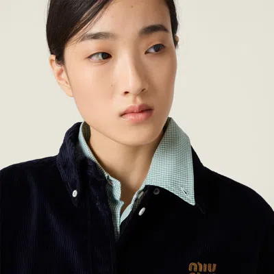 Miu Miu Corduroy And Suede Shirt In Blue