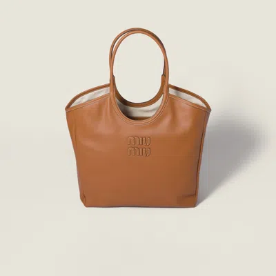 Miu Miu Ivy Leather Bag In Brown