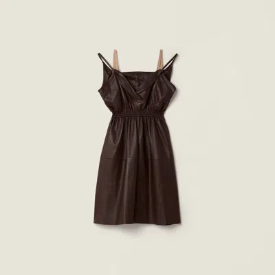 Miu Miu Nappa Leather Dress In Brown