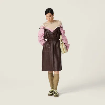 Miu Miu Nappa Leather Dress In Brown