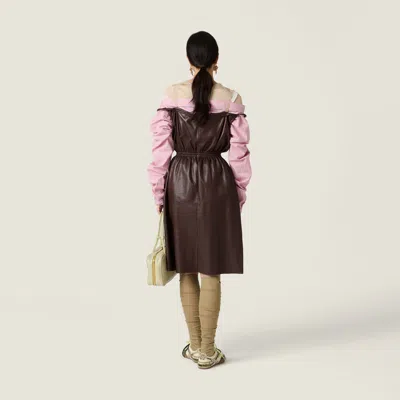 Miu Miu Nappa Leather Dress In Brown