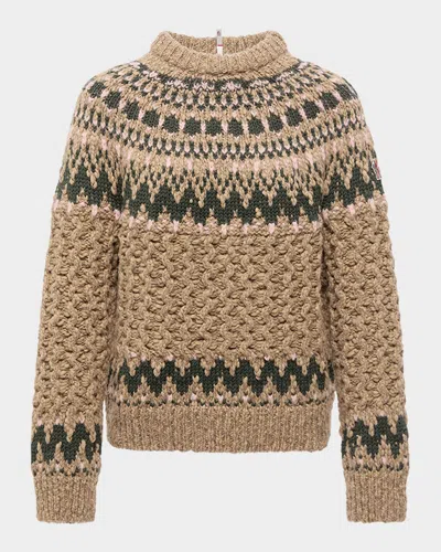 Moncler Patterned Mock-neck Sweater In Sand