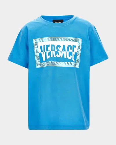 Versace Girl's '90s Vintage Logo Short-sleeved T-shirt In Blue