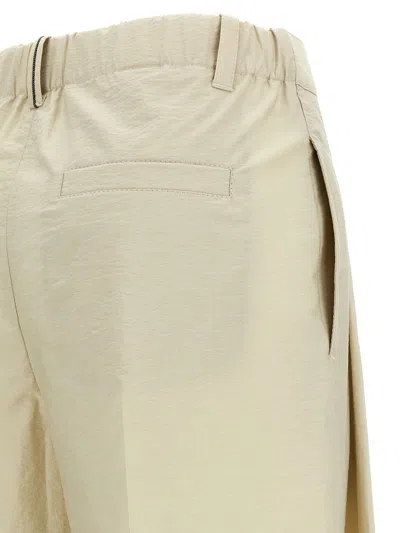Brunello Cucinelli Cotton Trousers Pleated Front Belt Loops In Neutral