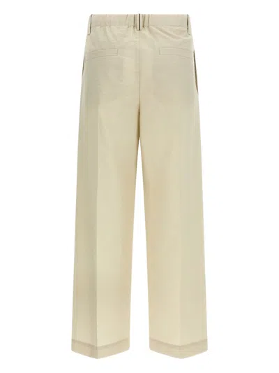 Brunello Cucinelli Cotton Trousers Pleated Front Belt Loops In Neutral